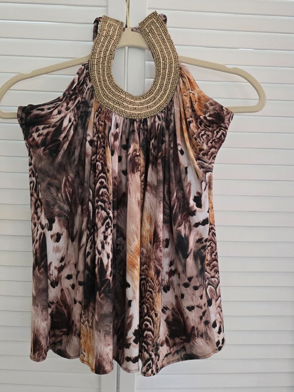 Halter Top with Wood Beads - Boston Proper M